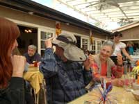 Bob hides his face as he is being teased, Chimayo NM