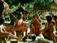 Breakfast time for a Wayana family, French Guiana